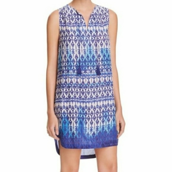 Beach Lunch Lounge Boho Tassel Shift Dress bkue Pink sz small - Picture 7 of 8